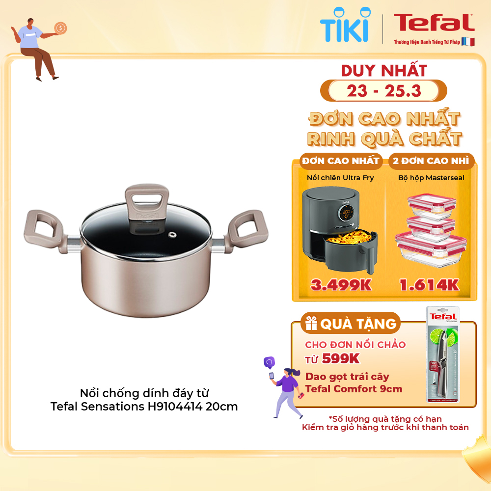 Nồi chống dính đáy từ Tefal Sensations 20cm, dùng cho mọi loại bếp- Hàng chính hãng