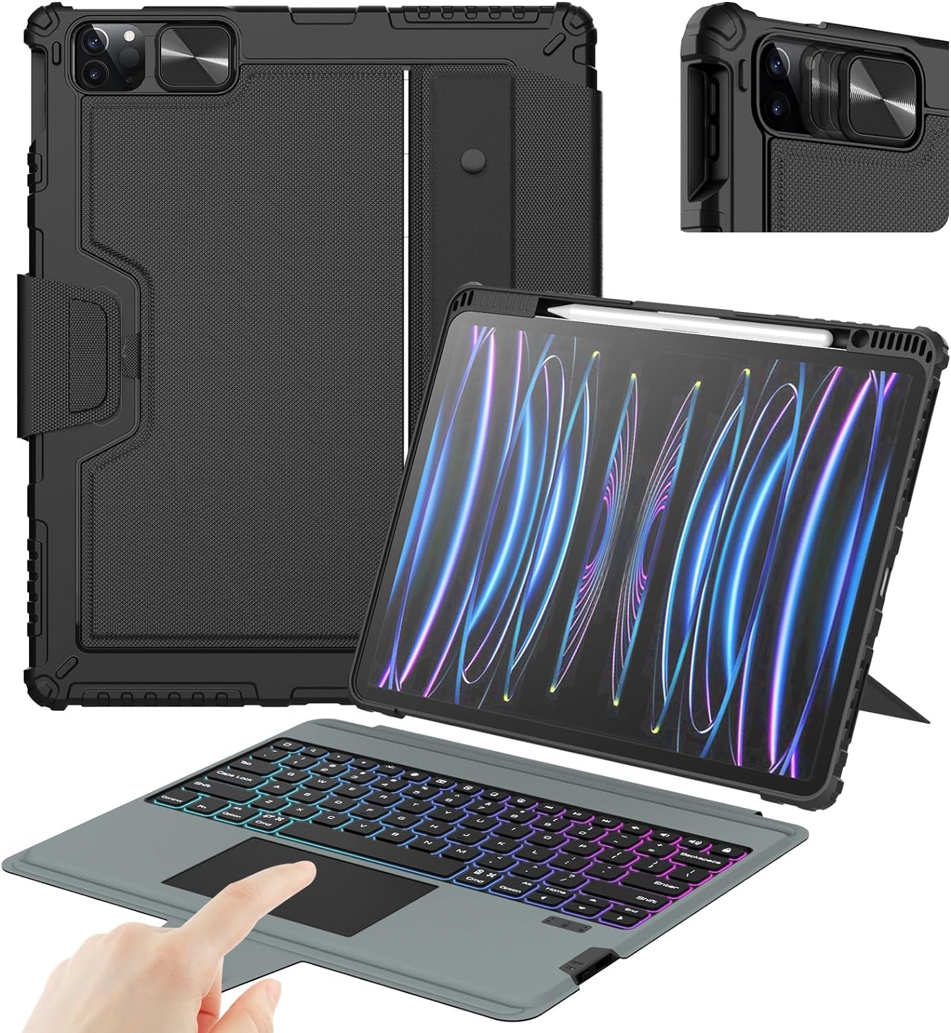 Bao Da Kèm Bàn Phím cho iPad Pro 11 & iPad Pro 12.9 inch 2018/2020/2021/2022 & iPad Air 5/4 Nillkin Bumper Combo Case Keyboard (Có Đèn Nền Backlit Keyboard) - Hàng Chính Hãng