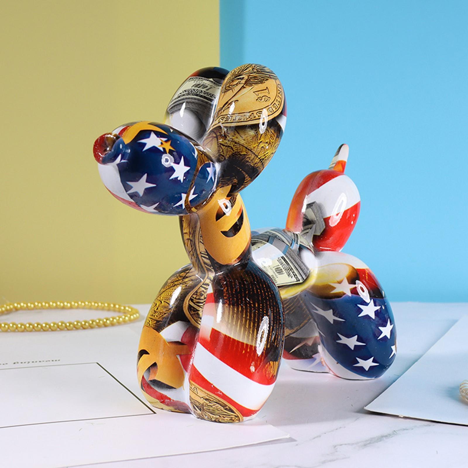 Balloon Dog Sculpture, Resin Creative Animal Figurine Balloon Dog Statue Modern Desktop Decoration for Home Bedroom Living Room