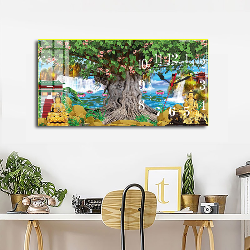 Đồng Hồ Mẫu Tam Thế Phật Đẹp - Tranh Đồng Hồ Treo Tường Tráng Gương Cao Cấp Giá Rẻ