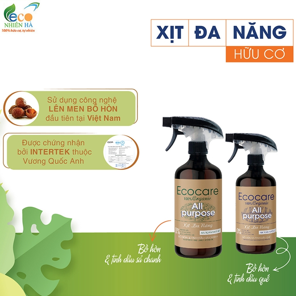 Nước lau kính ECOCARE 4L tinh dầu thiên nhiên xịt đa năng lau bàn ăn lau bếp, khử mùi