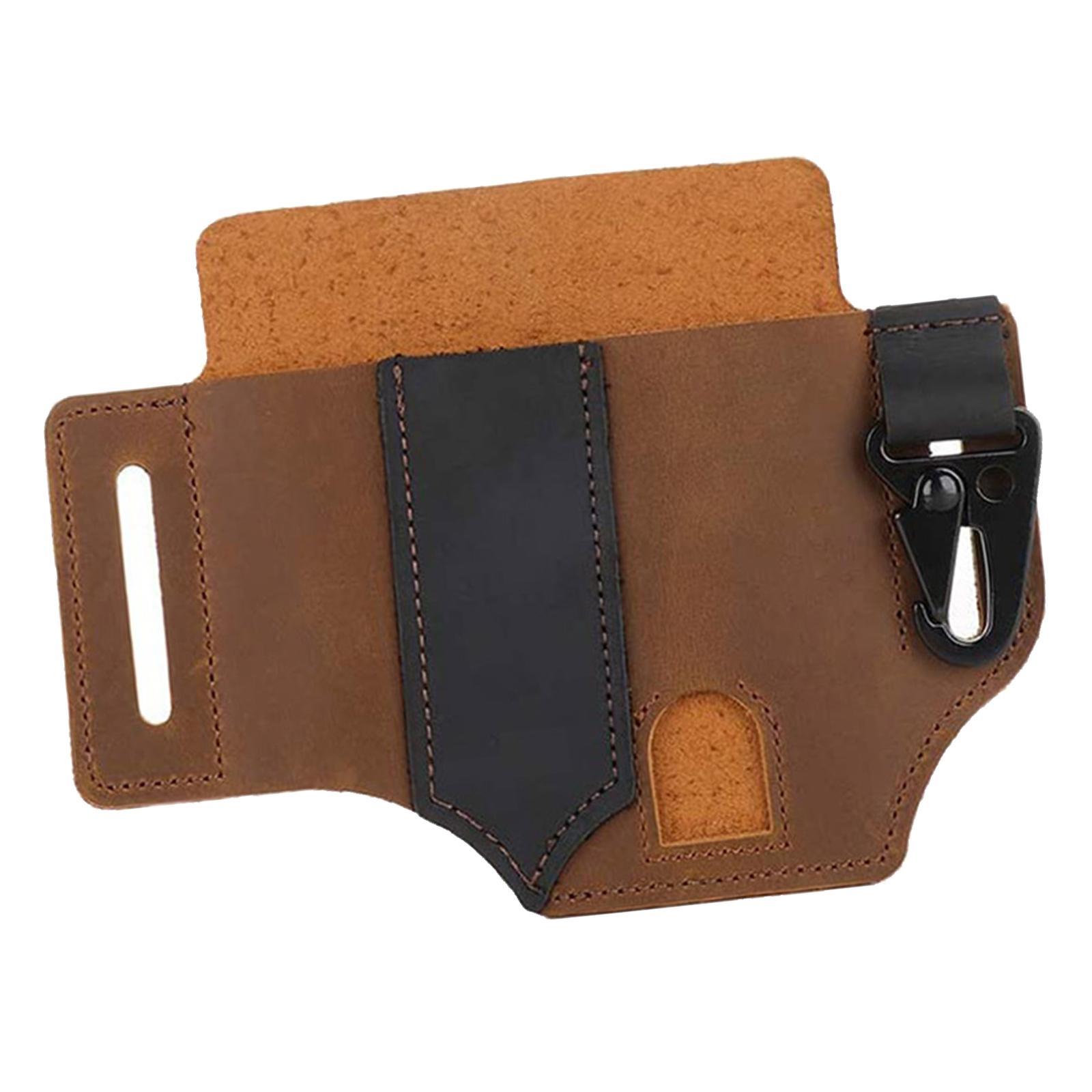 Leather Sheath for Belt, Multitool Sheath with Loops, Pocket Organizer for Men, Flashlight Holder Sheath Tool Pouch for Gears