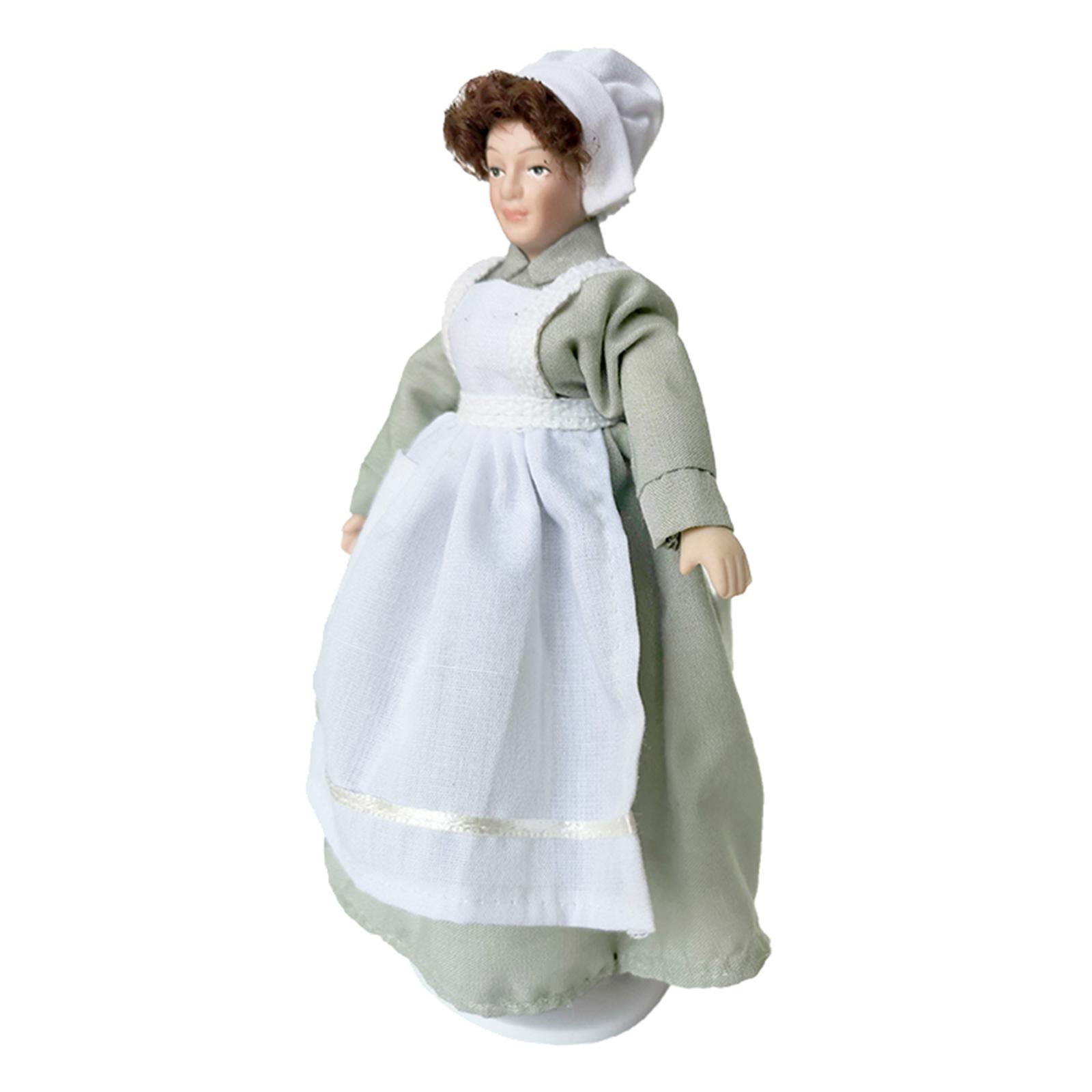 2pcs 1:12 Dollhouse Miniature Porcelain Doll Model, Women And Boss