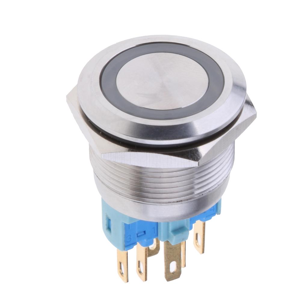 22mm 1NO1NC Stainless Steel 12V LED Momentary Push Button Switch Blue