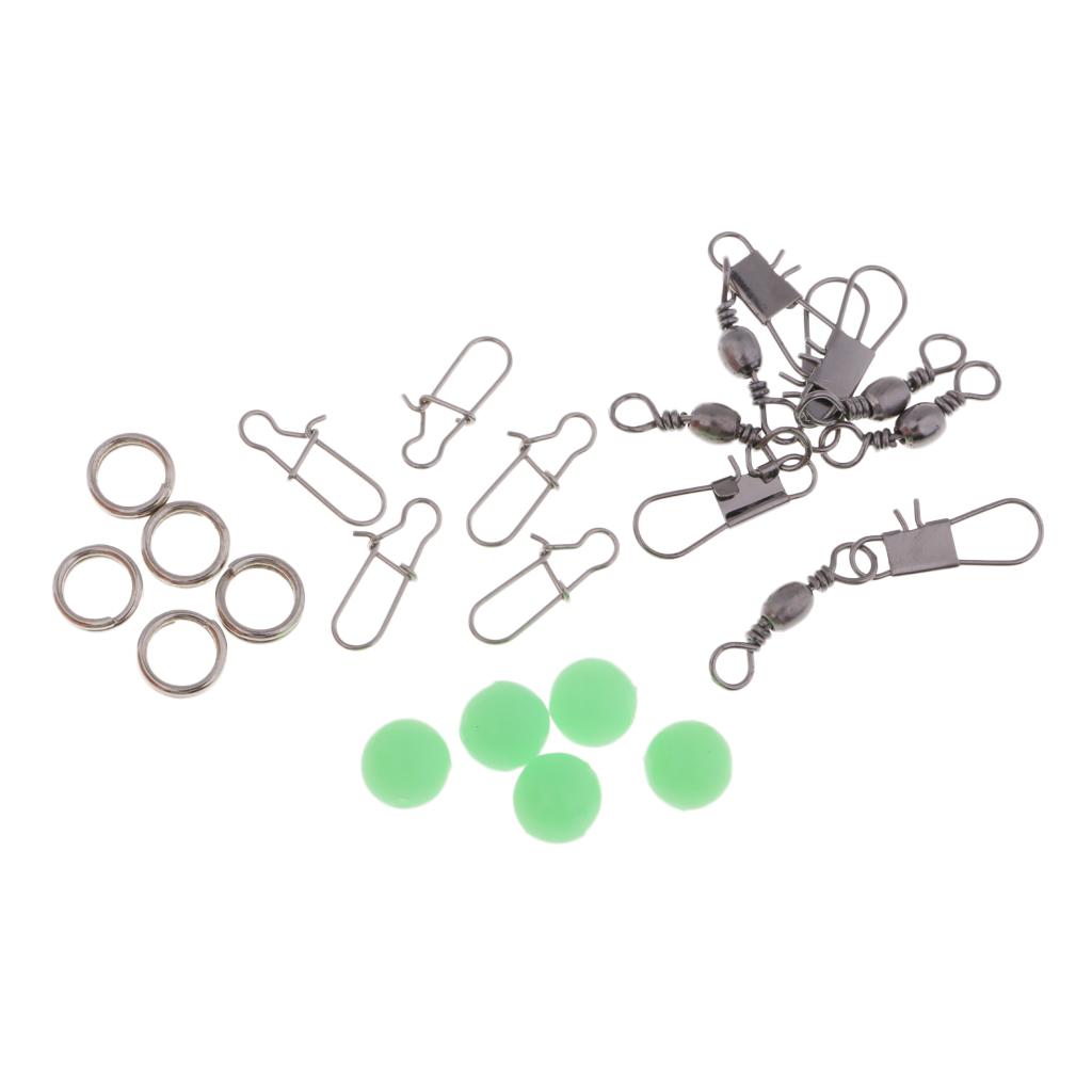 Fishing Accessories Kit 36PCS Baits Swivel Snap Bead Ring Terminal Tackle