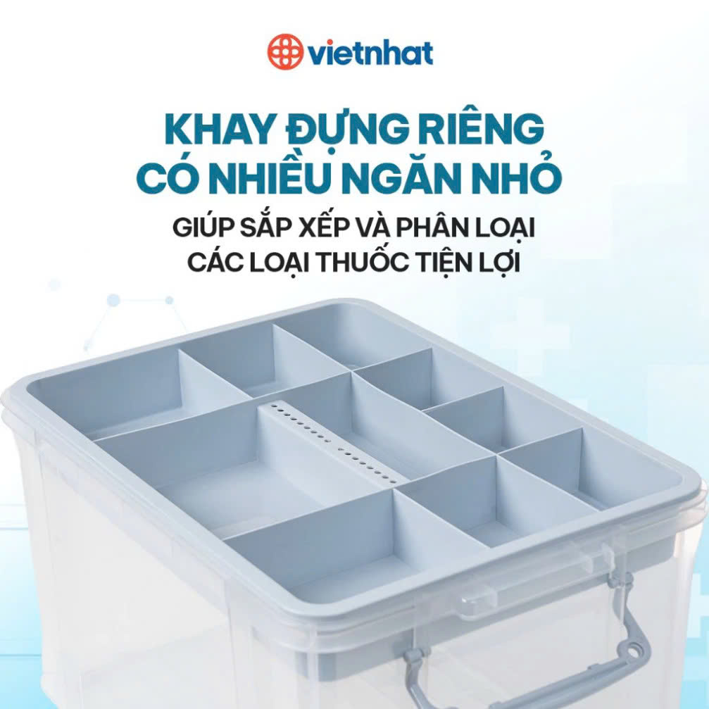 Hộp đựngthuốc, đồ dùng gia đình 6576 Việt Nhật, Hộp đựng thuốc y tế, hộp thuốc y tế gia đình tiện lợi, hộp đựng thuốc 2 tầng