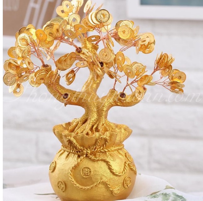 Cây Thần lộc-Hoa tiền xu chiêu tài 17cm*7cm