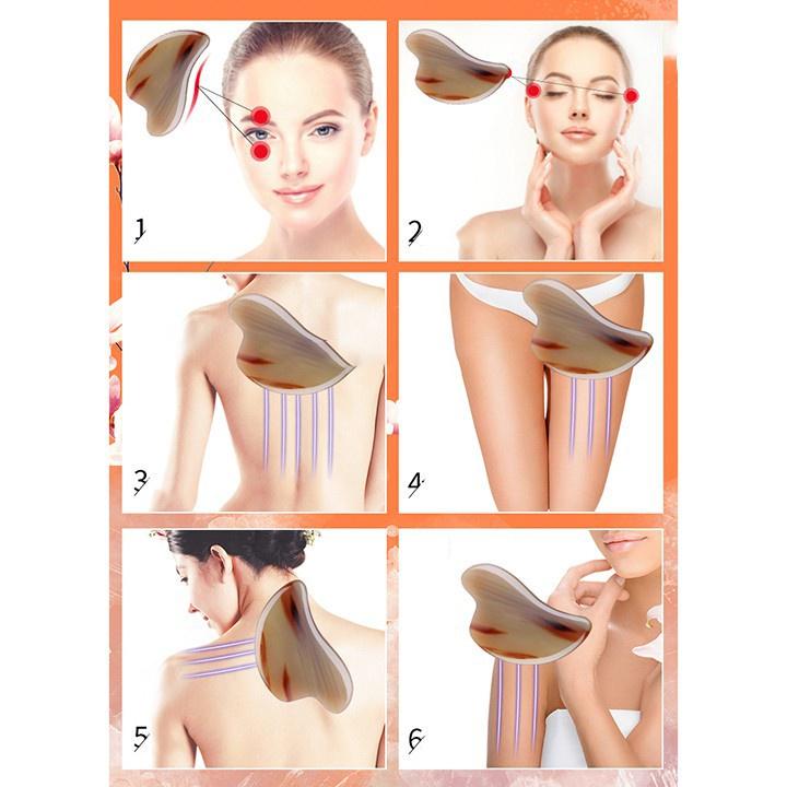 Dụng cụ mát xa mặt, cạo gió, ấn huyệt, tim sừng dùng để mát xa mặt, chăm sóc và làm đẹp da | Mỹ Nghệ Phương Chi