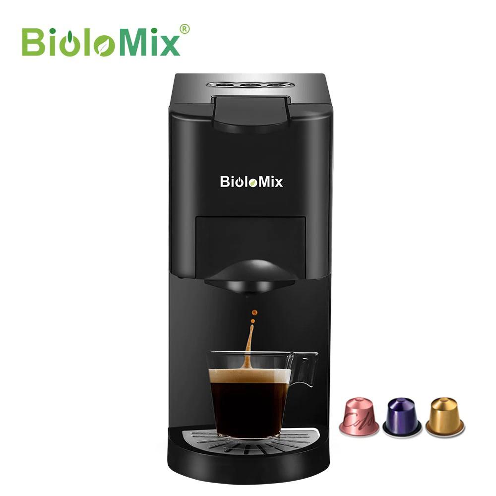 BioloMix Máy pha cafe Espresso 3 trong 1 19Bar 1450W Máy pha cafe viên nén phù hợp với Nespresso Dolce Gusto và Bột cafe
