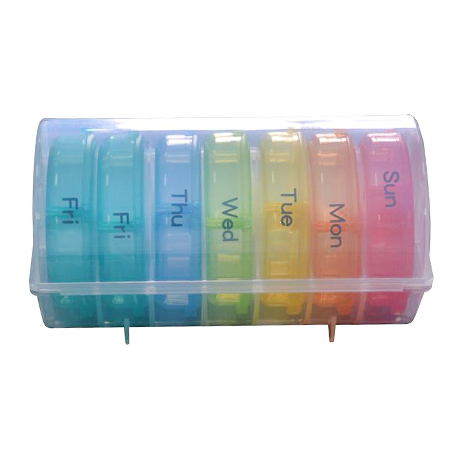 Rainbow Design Portable Seven-Day Pill Box Medicine Case Organiser for Vitamins Fish Oil