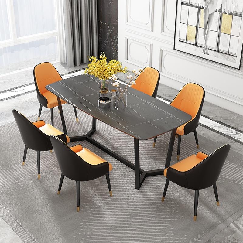 Bộ bàn ăn nhập khẩu 6 ghế mặt đá CERAMIC nhập khẩu, chân sắt sơn tĩnh điện - bảo hành 12 tháng