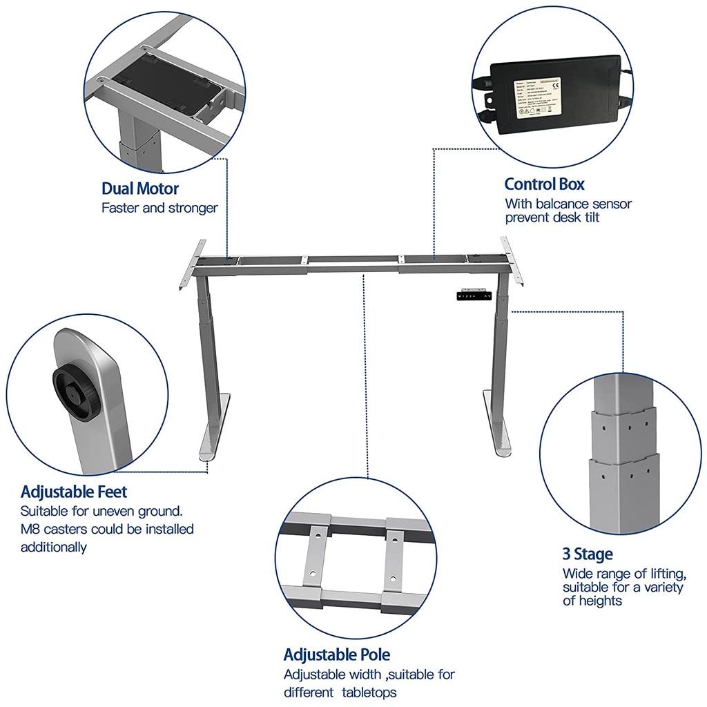 Chân bàn xám nâng hạ thông minh tự động điều chỉnh độ cao MS16 khung phủ sơn tĩnh điện