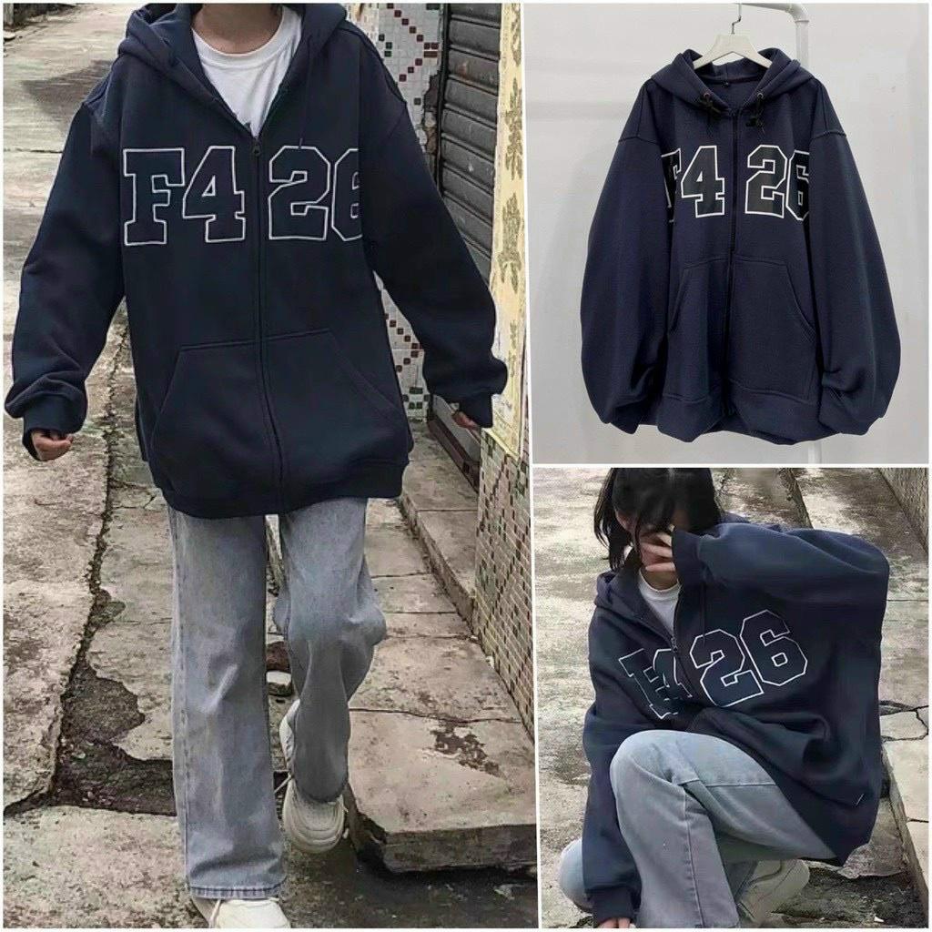 Áo khoác nỉ bông F426 hoodie zip unisex nam nữ