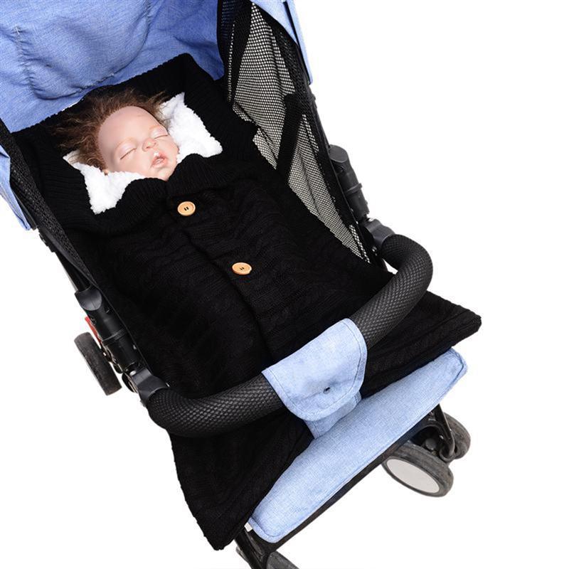 Túi Ngủ Cho Bé Bao Da Mùa Đông Trẻ Em Sleepsack Footmuff Cho Xe Đẩy Dệt Kim Ngủ Bao Trẻ Sơ Sinh Đan Len Slaapzak