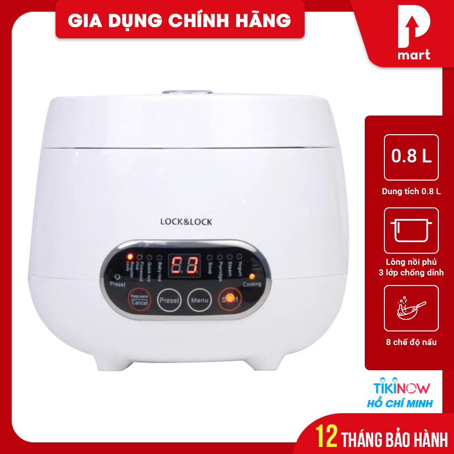 Nồi Cơm Điện Mini đa năng 0.8 lít Lock&amp;Lock EJR326 - Hàng chính hãng