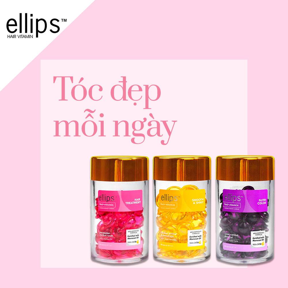 [[Gift]] Serum Dưỡng Tóc Ellips Vitamin Mềm Mượt Óng Ả Smooth &amp;amp; Shiny 12 Viên