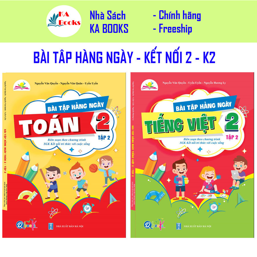 Combo Bài Tập Hằng Ngày Toán và Tiếng Việt Lớp 2 - kì 2 - Kết nối tri thức với cuộc sống (2 quyển)