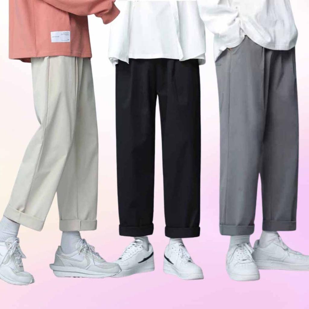 Quần Jogger Baggy Dáng Suông Dài - Chất Vải Kaki Kiểu Thể Thao UNISEX ba Màu Đen,xám,trắng. 02x