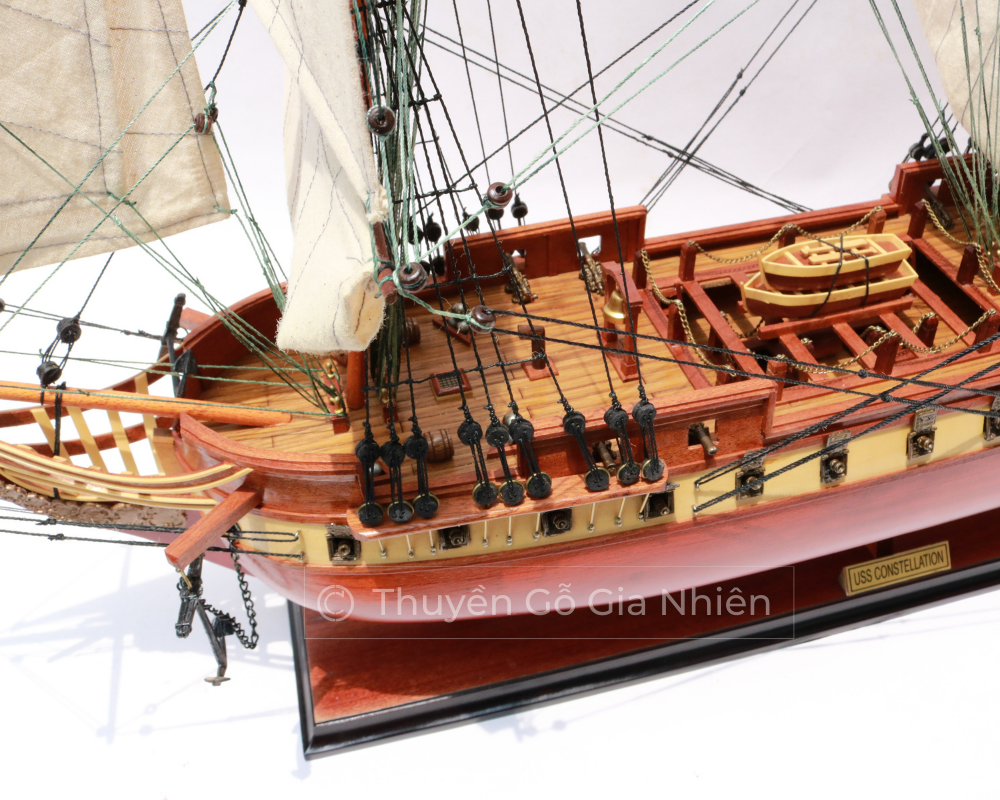 Mô Hình Thuyền Gỗ Phong Thủy Dạng Thuyền Cổ USS CONSTELLATION Chính Hãng Hàng Xuất Khẩu Chất Lượng Cao