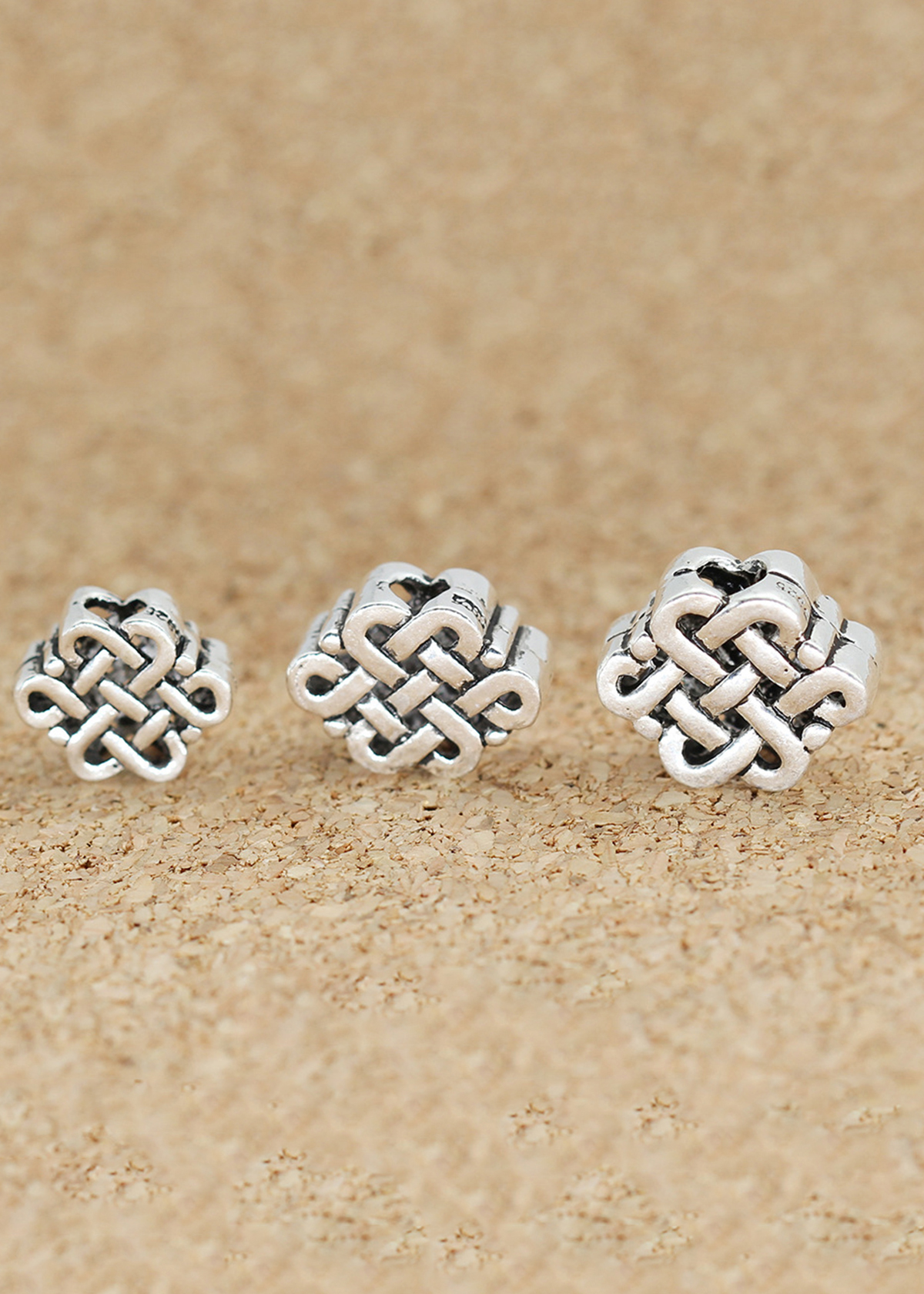 Combo 2 cái charm bạc hình nút thắt kết đồng tâm xỏ ngang - Ngọc Quý Gemstones