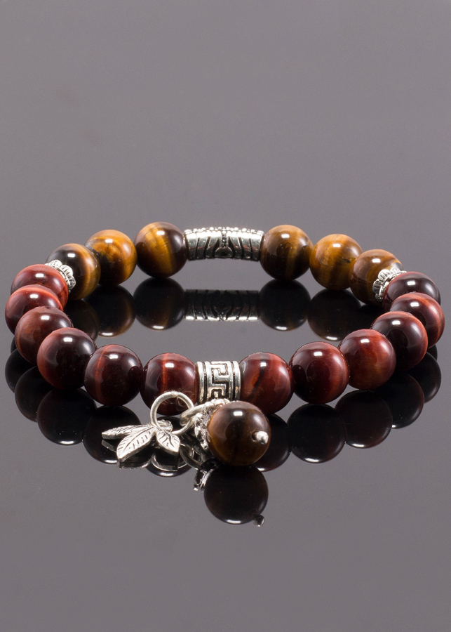 Vòng tay thạch anh mắt hổ phối charm 3 lá bạc Ngọc Quý Gemstones
