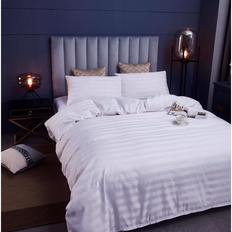 Bộ Vỏ Chăn Drap Gối COTTON SỌC 3F Vải Cotton Lụa Bóng Hàng Chuyên Cho Gia Đình Và Khách Sạn