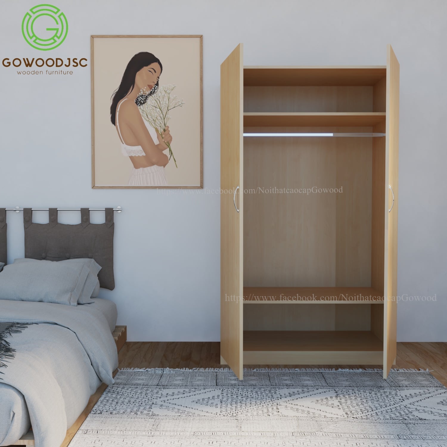 Tủ quần áo gỗ - MDF lõi xanh phủ Melamine Cao cấp