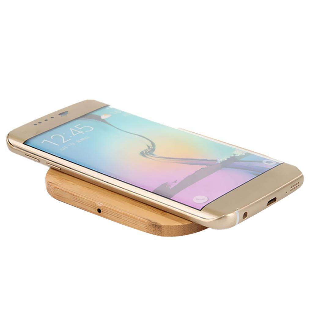 Portable Qi Wireless Charger Bamboo Wood Mat Pad for 8/8 Plus S7 S8