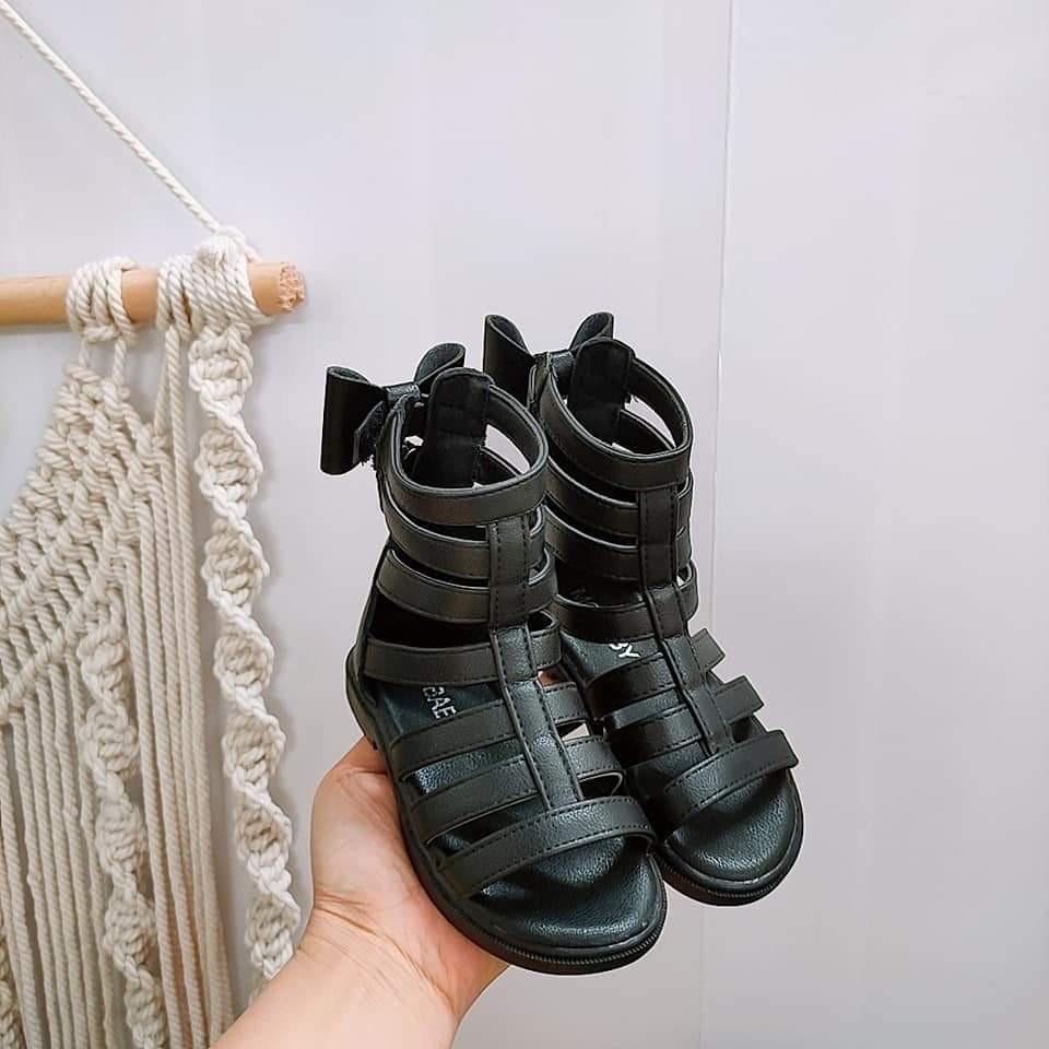 Giày Sandal chiến binh bé gái - Sandal bé gái cao cổ phong cách Hàn Quốc chất da PU siêu mềm êm chân MG Baby V656