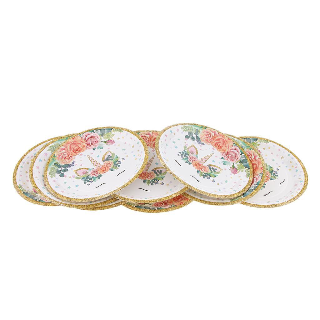 20 Pieces Magical Unicorn Paper Plate Cake Tray Birthday Party Tableware