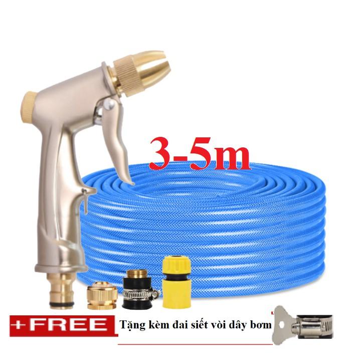 Bộ dây vòi xịt nước rửa xe, tưới cây . tăng áp 3 lần,loại 3m, 5m 206701-1 đầu đồng,cút nhựa,nối đồng+ tặng đai