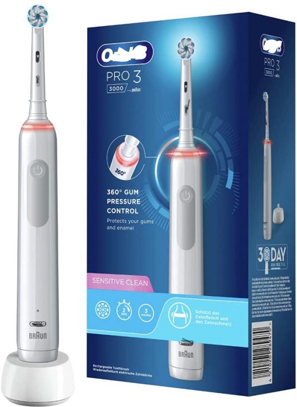 Bàn chải đánh răng điện Braun Oral-B Pro 3 3000 màu trắng Hàng CHính Hãng