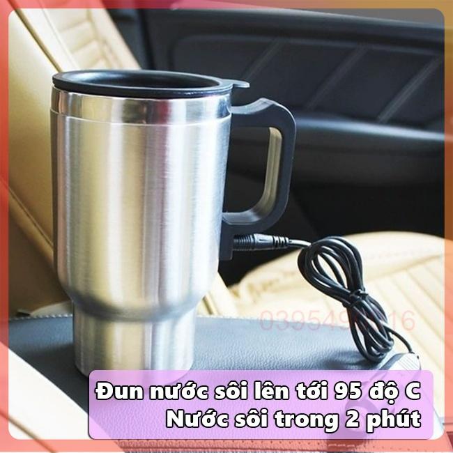Cốc Đun Nước Trên Xe Ô TÔ Chất Liệu Thép Chống Rỉ 304 cao cấp, Chống Xóc Va Đập, Cốc Đựng Nước Có Nắp Gioăng Cao Su Kín