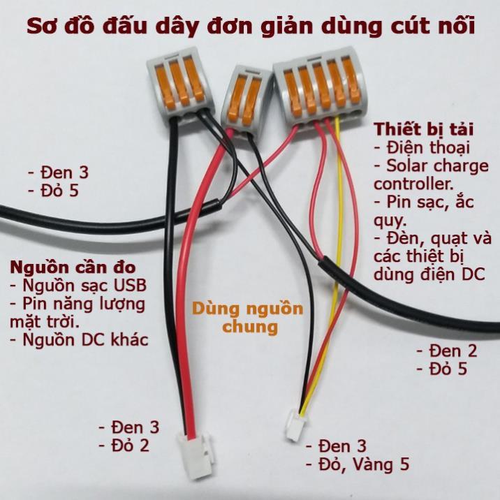 Đồng hồ đo dòng điện điện áp DC một chiều 0-100V 10A đo pin năng lượng mặt trời sạc điện thoại