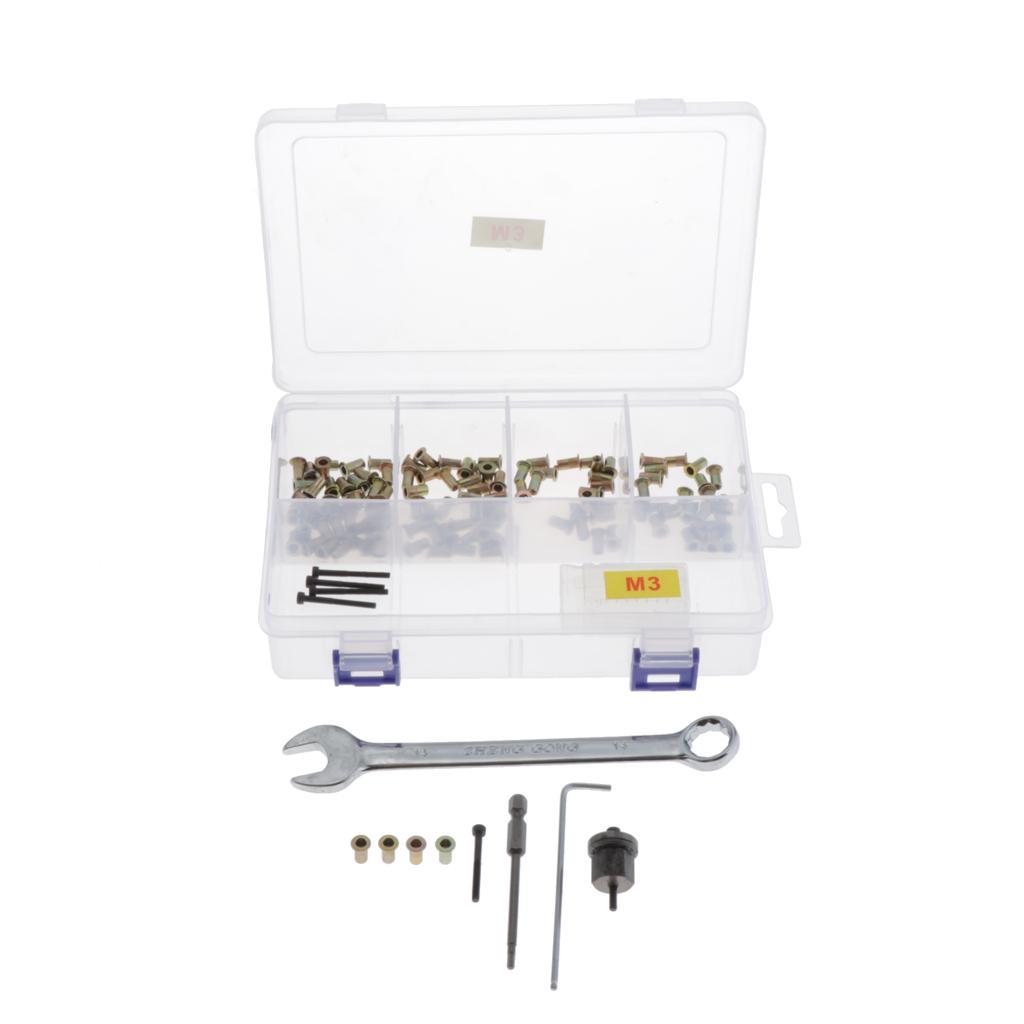 100pcs M3 Rivnut, Wrench, Hex Key, Hexagonal Batch Head, Nuts Rivet Kit
