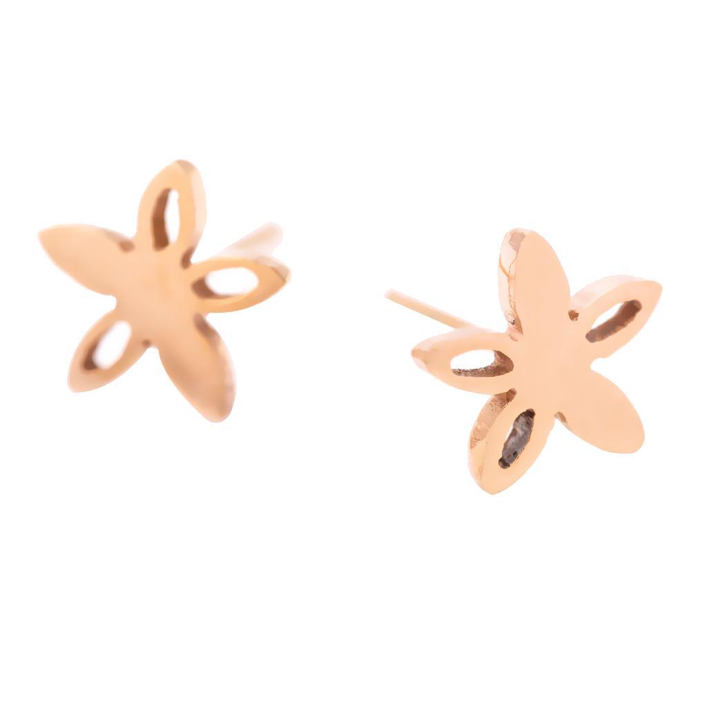 Fashion Women Girls Flower Stainless Steel Ear Stud Earrings Charm Jewelry