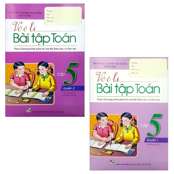 Combo Vở Ô Li Bài Tập Toán 5 (2019): Quyển 1 Và 2 (Bộ 2 Quyển)