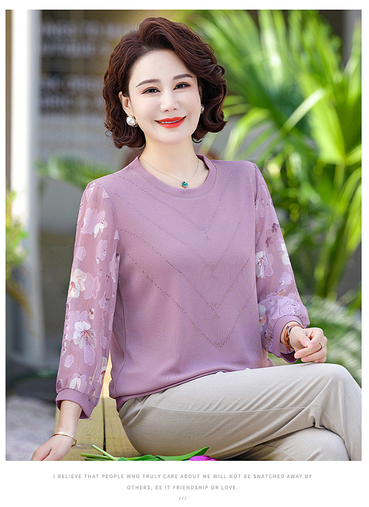 Áo Thun Mỏng Mùa Hè Cho Nữ Trung Niên SM113 - Hàng Quảng Châu Cao Cấp