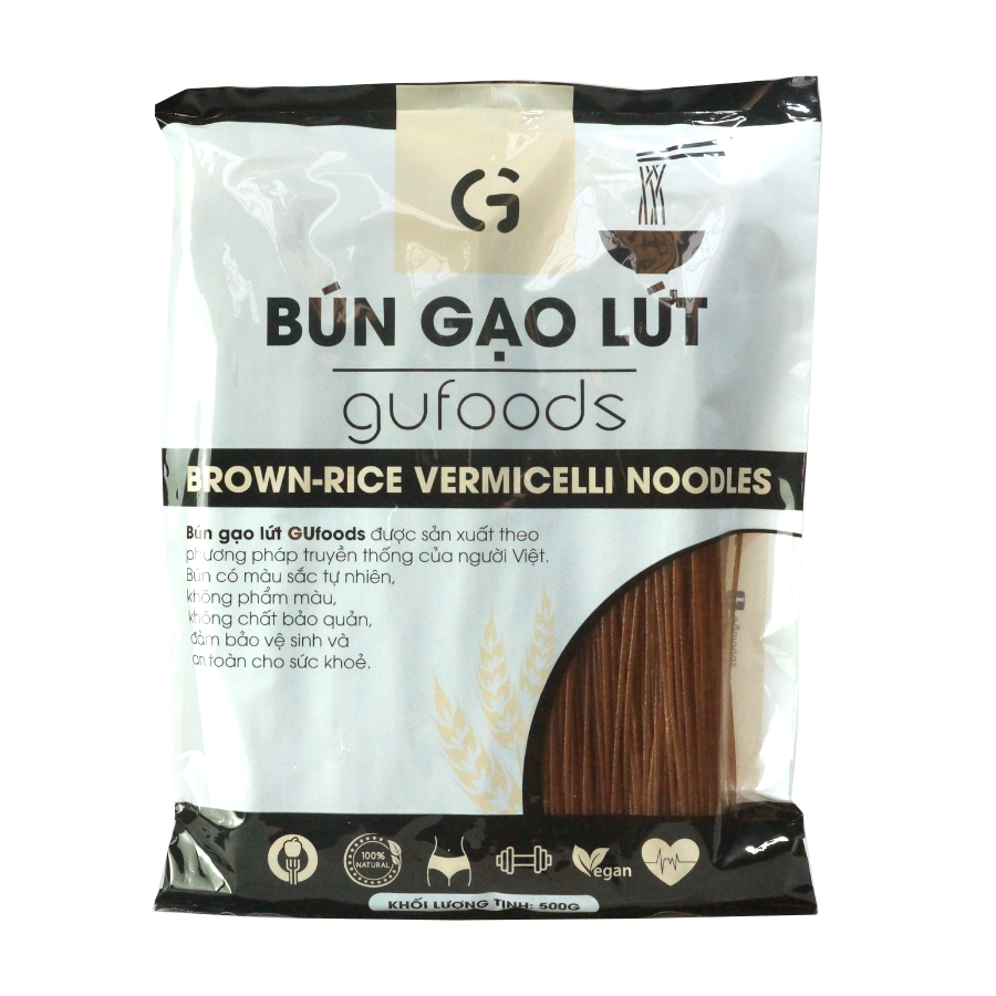 Bún gạo lứt (đen / huyết rồng) ăn kiêng GUfoods - Dai ngon, Kết hợp đa dạng món, Eat clean, Thực dưỡng, Thuần chay