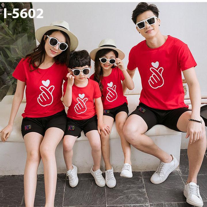 Áo thun gia đình 4 người họa tiết BẮN TIM SIÊU ĐẸP