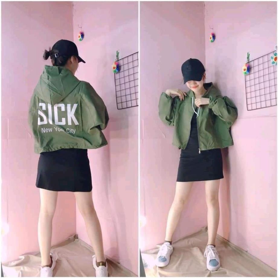 Áo khoác dù CROPTOP 2 lớp hàng chuẩn shop loại 1