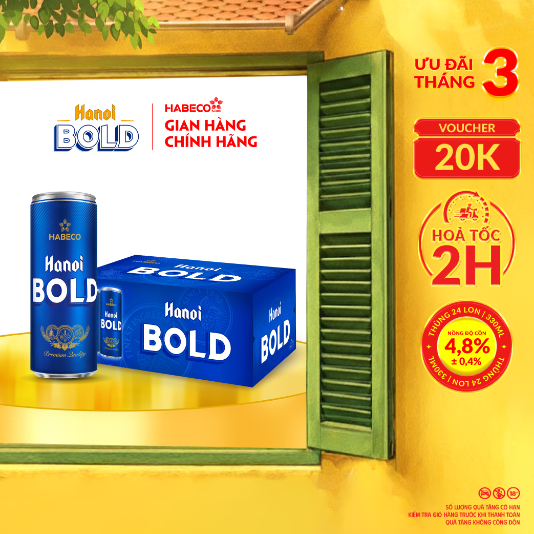 Bia Hanoi BOLD – Thùng 24 lon 330ml