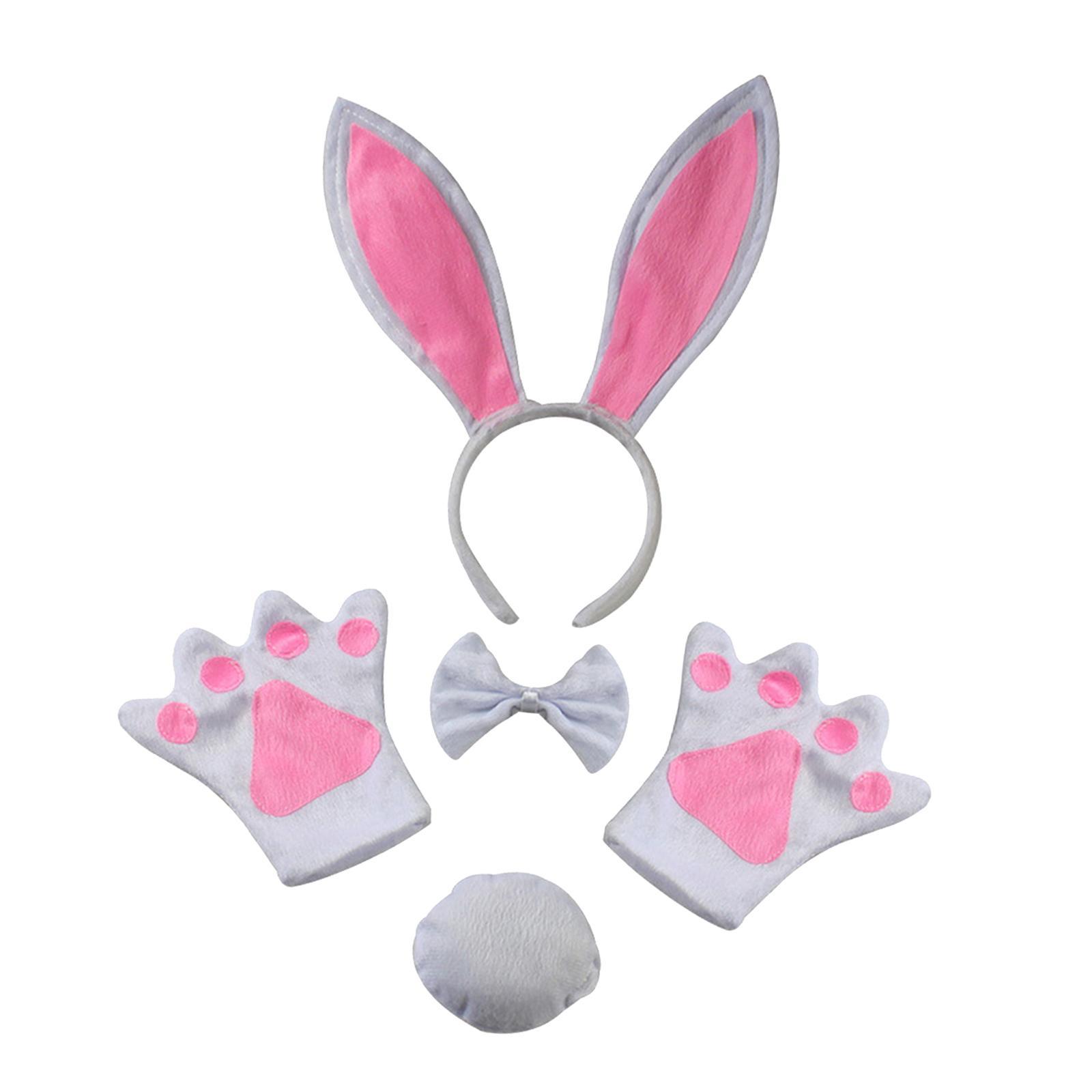 4 Pieces Bunny Costume Set Cute Rabbit Ear Headband Hairband for Kids Adults