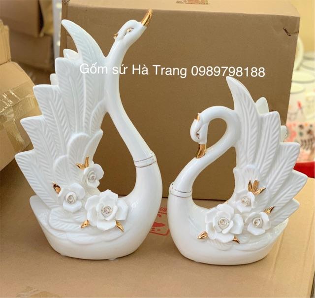 Set decor thiên nga đôi chất liệu gốm sứ mẫu 03