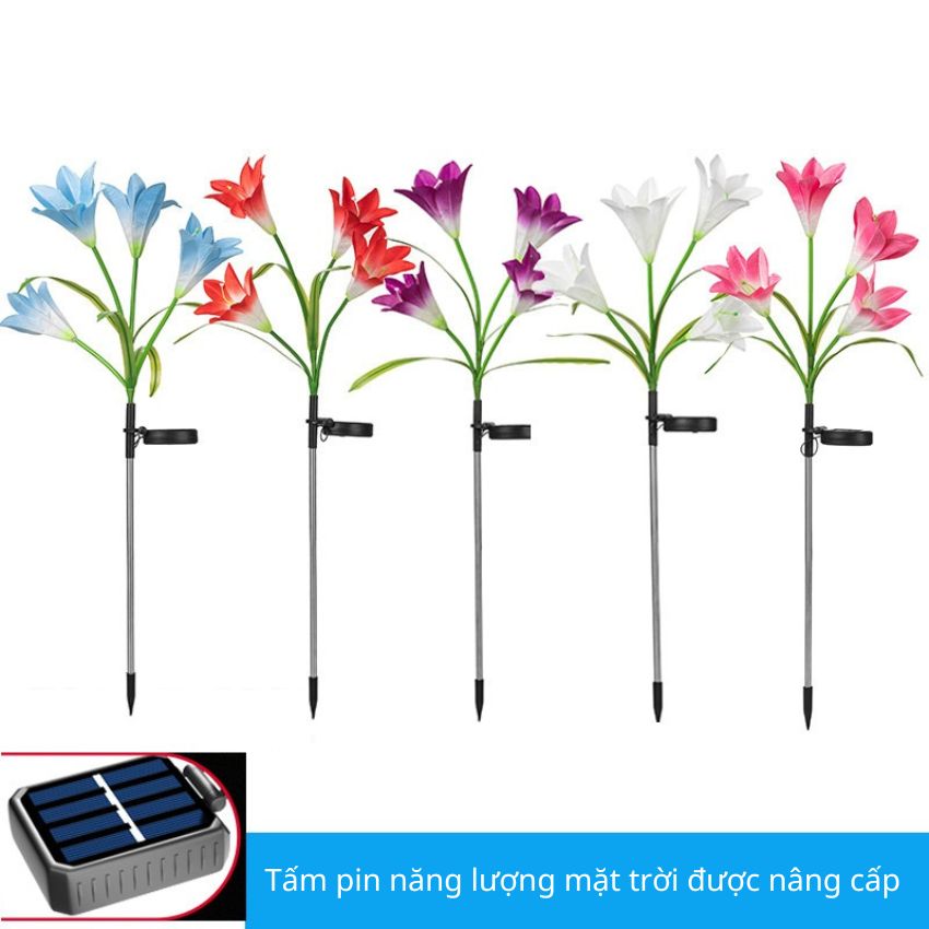 Đèn hoa ly năng lượng mặt trời trang trí sân vườn, đèn led ngoài trời chống nước, cảm biến tự động bật tắt đèn, tự động phát sáng, 0 đồng tiền điện