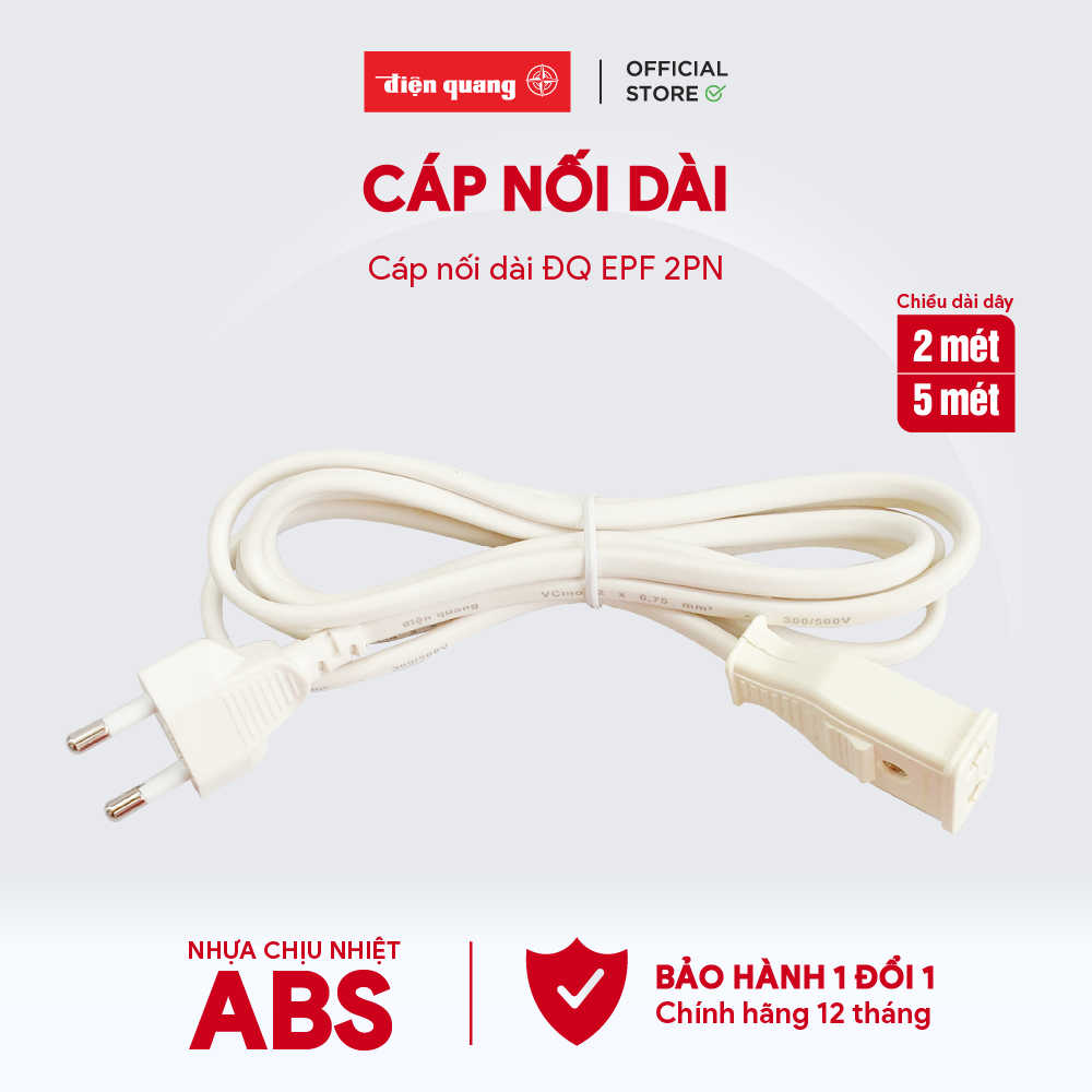 Cáp nối dài Điện Quang ĐQ EPF 5W.2PN dây dài 5m (Giao màu ngẫu nhiên)