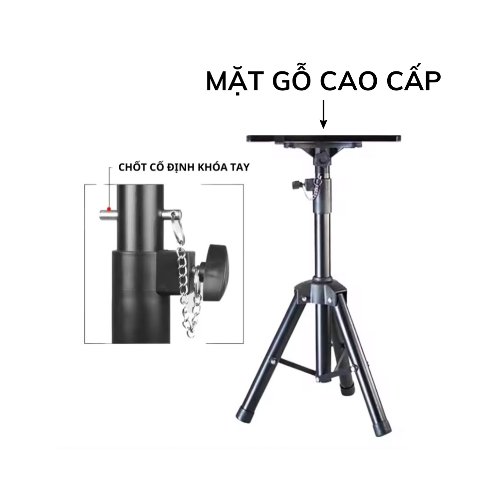 Giá Đỡ Máy Chiếu 3 Chân 1m2 Đa Năng Di Động Mặt Gỗ, Gọn, Nhẹ, Chắc Chắn Dễ Sử Dụng Cho Máy Chiếu Beecube Và Các Dòng Máy Khác Hàng Chính Hãng