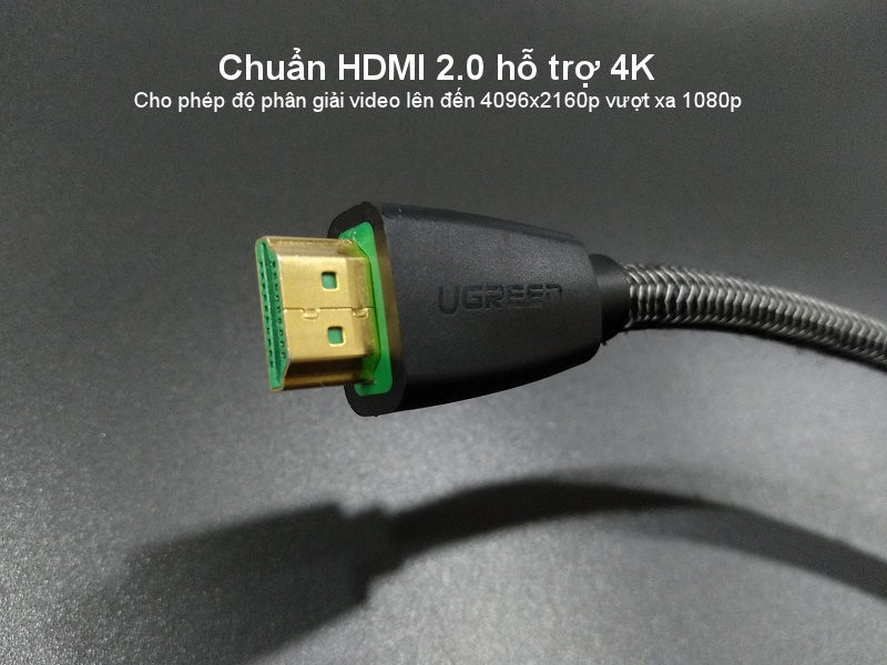 Cáp hdmi 2.0 mạ vàng hỗ trợ độ phân giải tối đa 4k/60Hz 4096x2160 hỗ trợ 3D dùng cho máy tính, máy chiếu, tivi, tivi box, PS3/4...... Dài 3m UGREEN HD118 50464 - Hàng Chính Hãng
