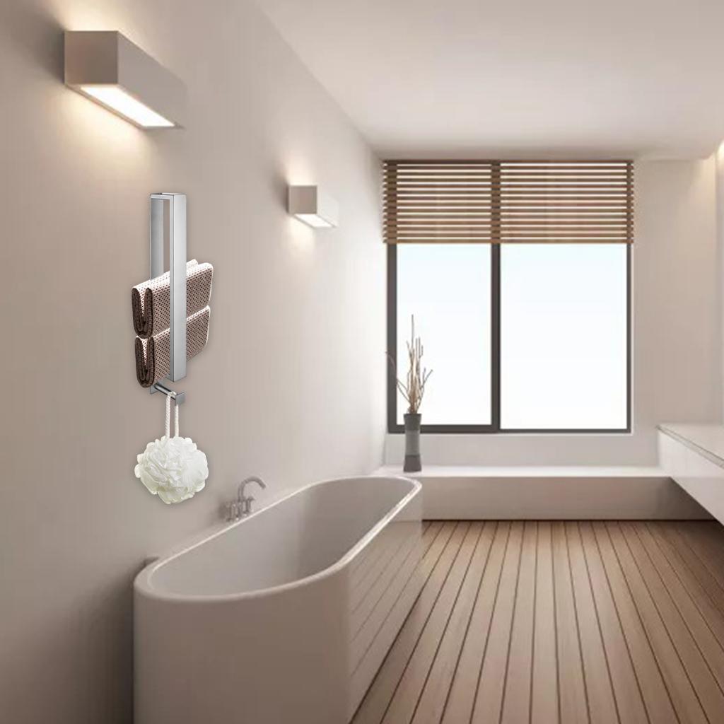 Towel Bar Rod Wall Mounted Adhesive Bathroom Towel Rail Rack Light Gray