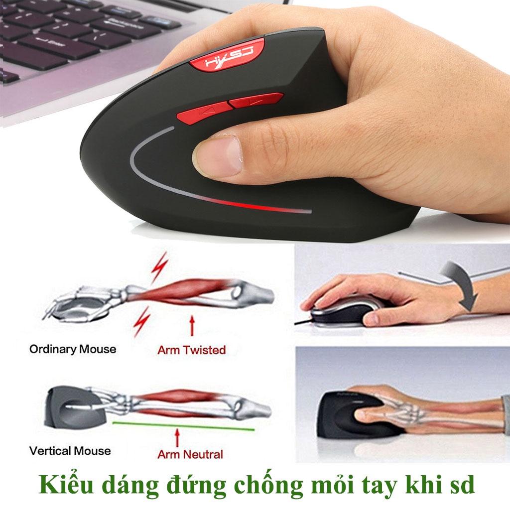 Chuột không dây kiểu đứng HXSJ T24 wireless USB 2.4GHz công thái học chống mỏi tay chuyên dùng cho pc laptop - Hàng Chính Hãng